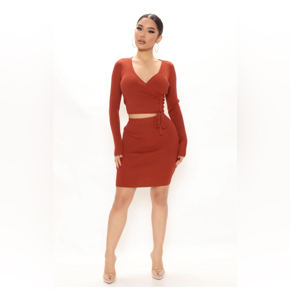 Ruched Skirt Set (adjustable strings) Rust